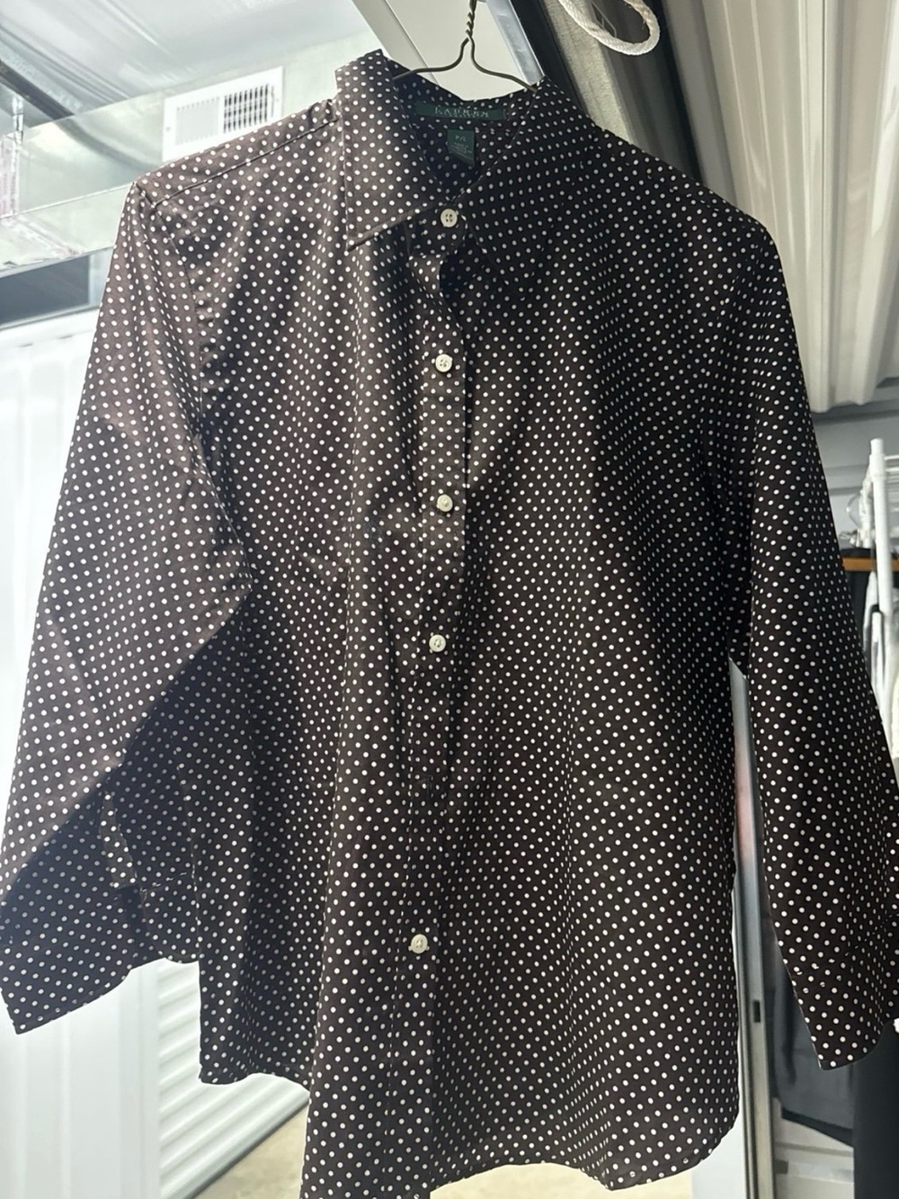 Classic women’s Brown Polka Dot Button-Down Shirt